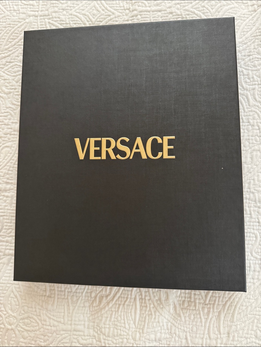 Versace NWT Red & Pale Blue Butterfly Silk Scarf with Gold Accents in BOX - Picture 12 of 12